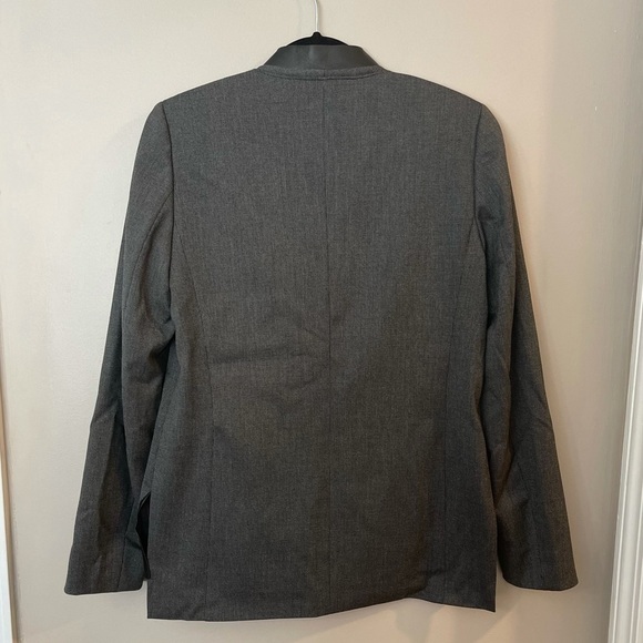 Elie Tahari Gray Leather Detail Blazer - Picture 7 of 9